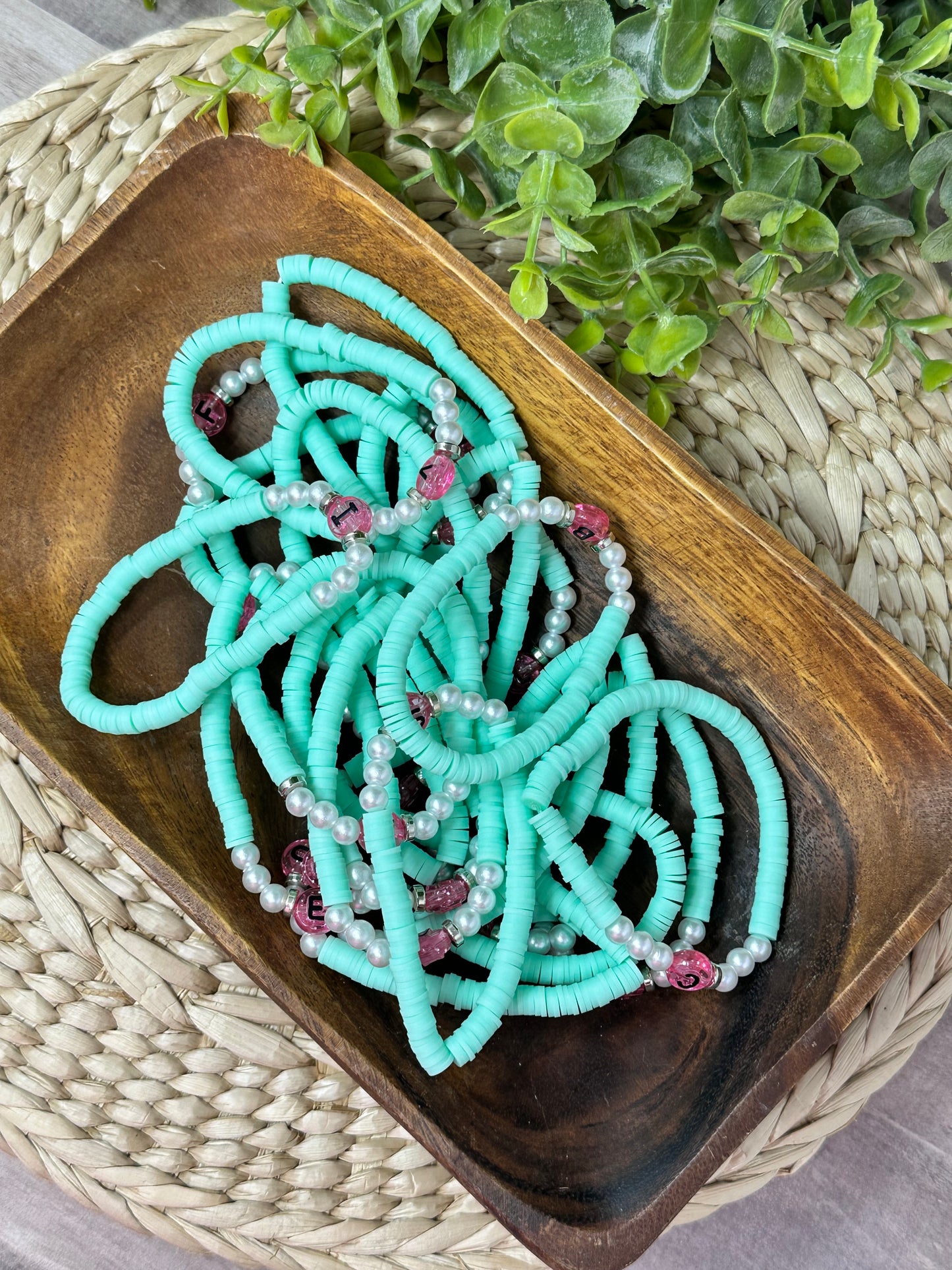 Aqua Initial Bracelet