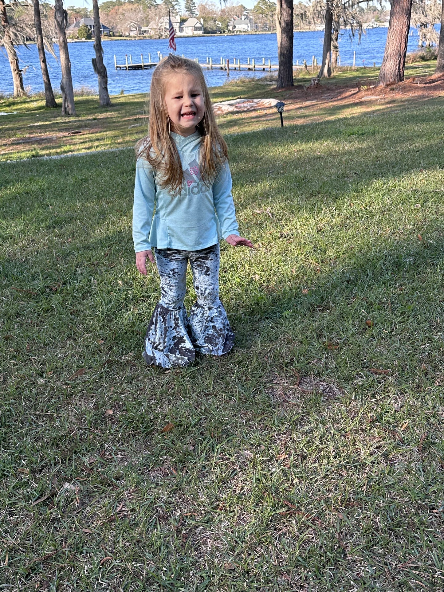 Grey Velvety Bell Bottoms