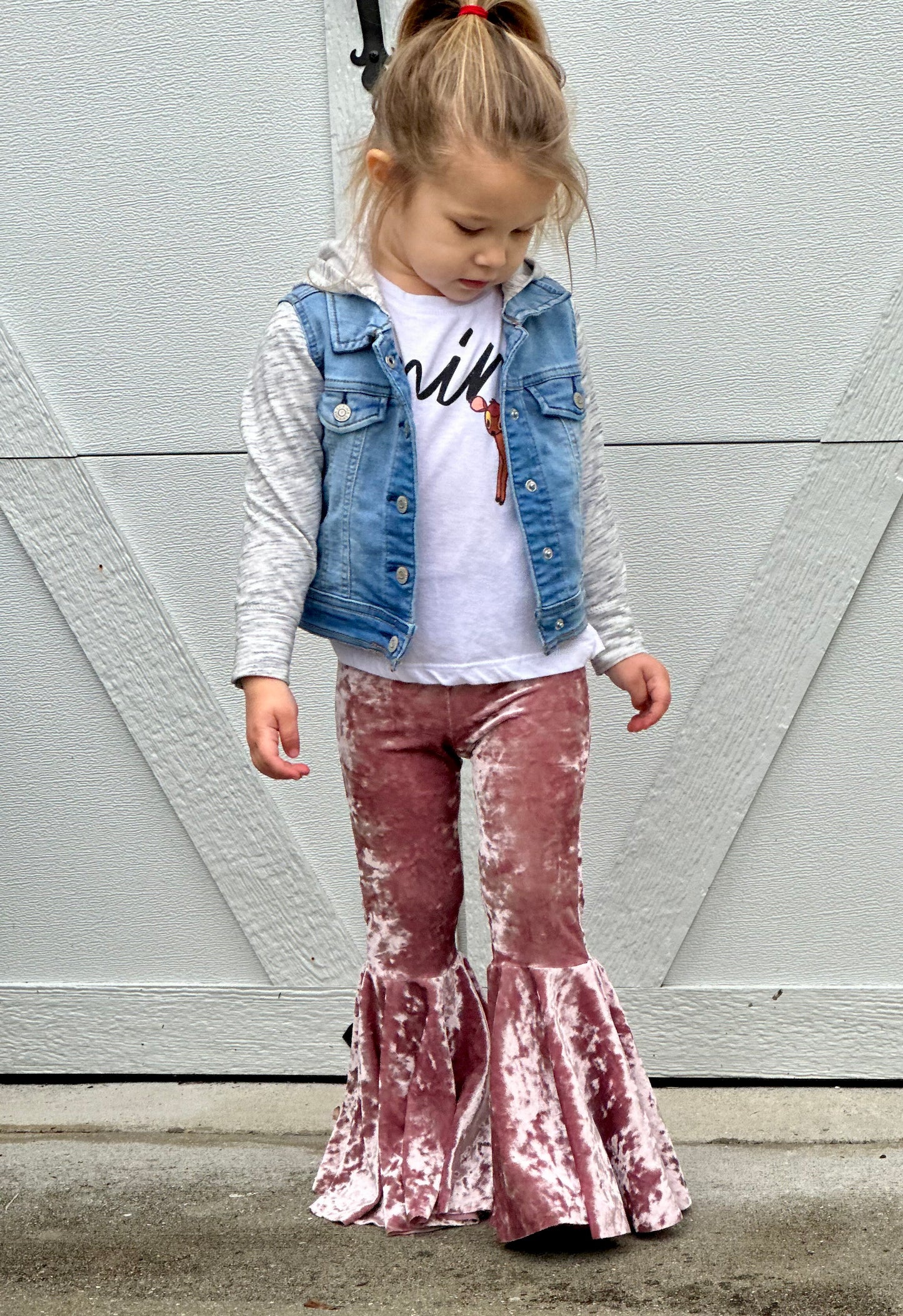 Grey Velvety Bell Bottoms