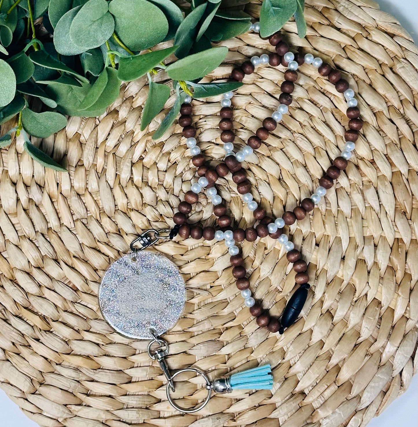 Dark Brown w Pearly Beads