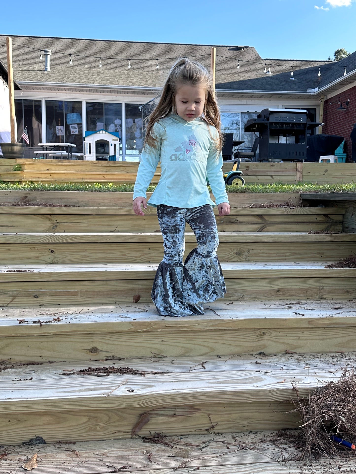 Grey Velvety Bell Bottoms