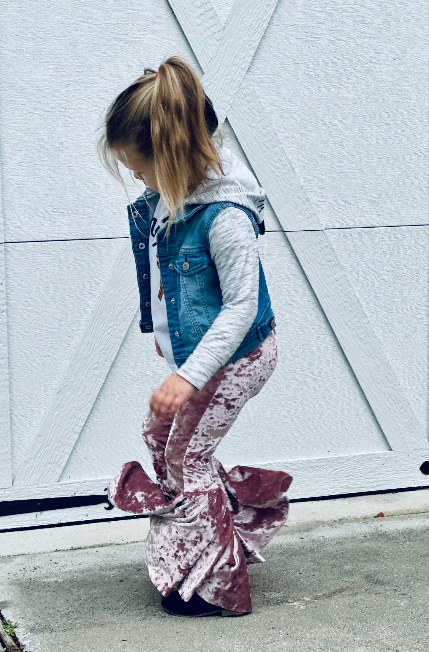 Grey Velvety Bell Bottoms