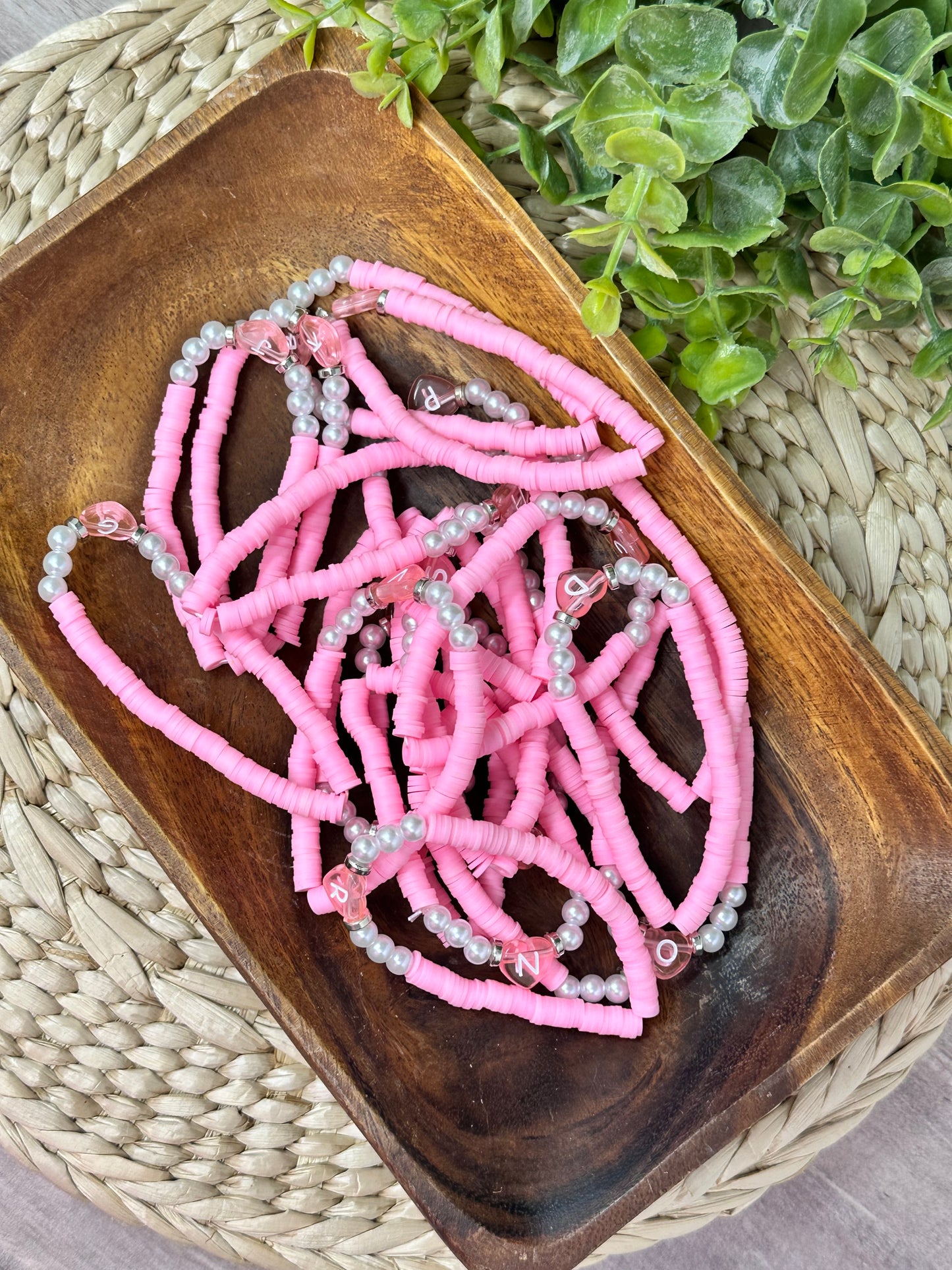 Pink Initial Bracelet