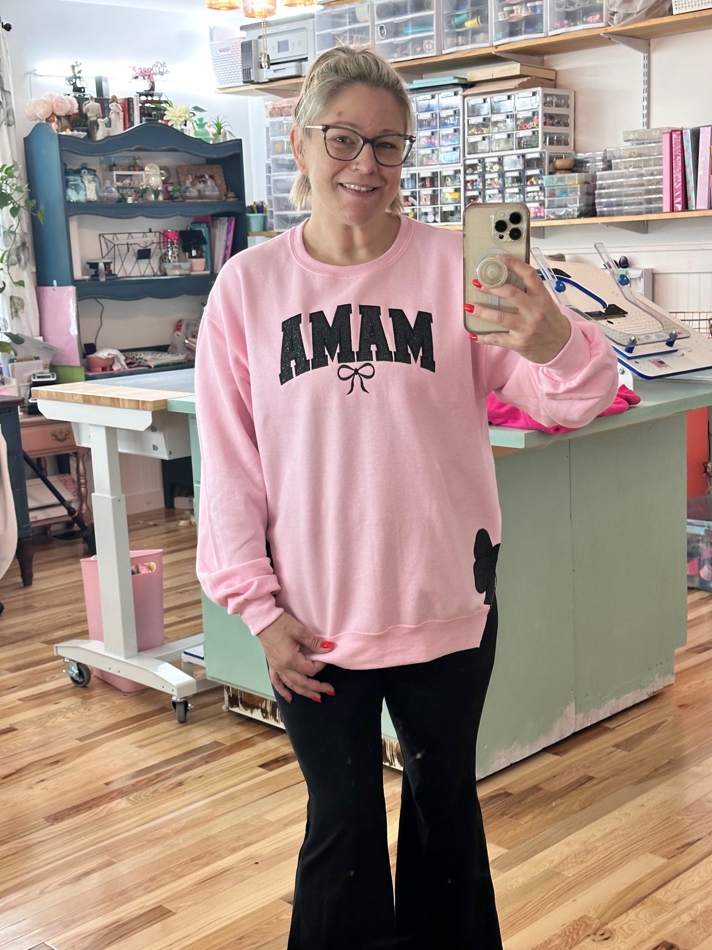 Pink Side Bow Mama Crew