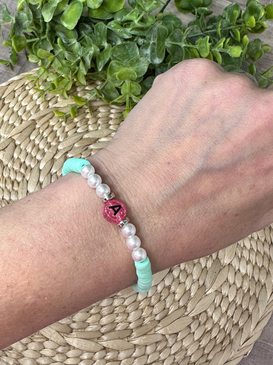 Aqua Initial Bracelet