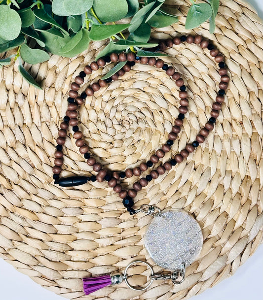 Dark Brown w Black Faceted Beads