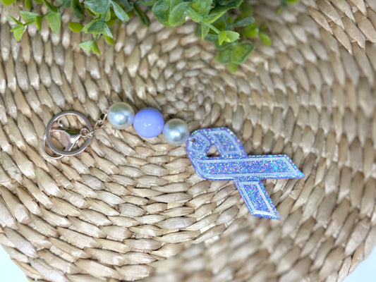 Ribbon Keychains With Bubble Gum Beads