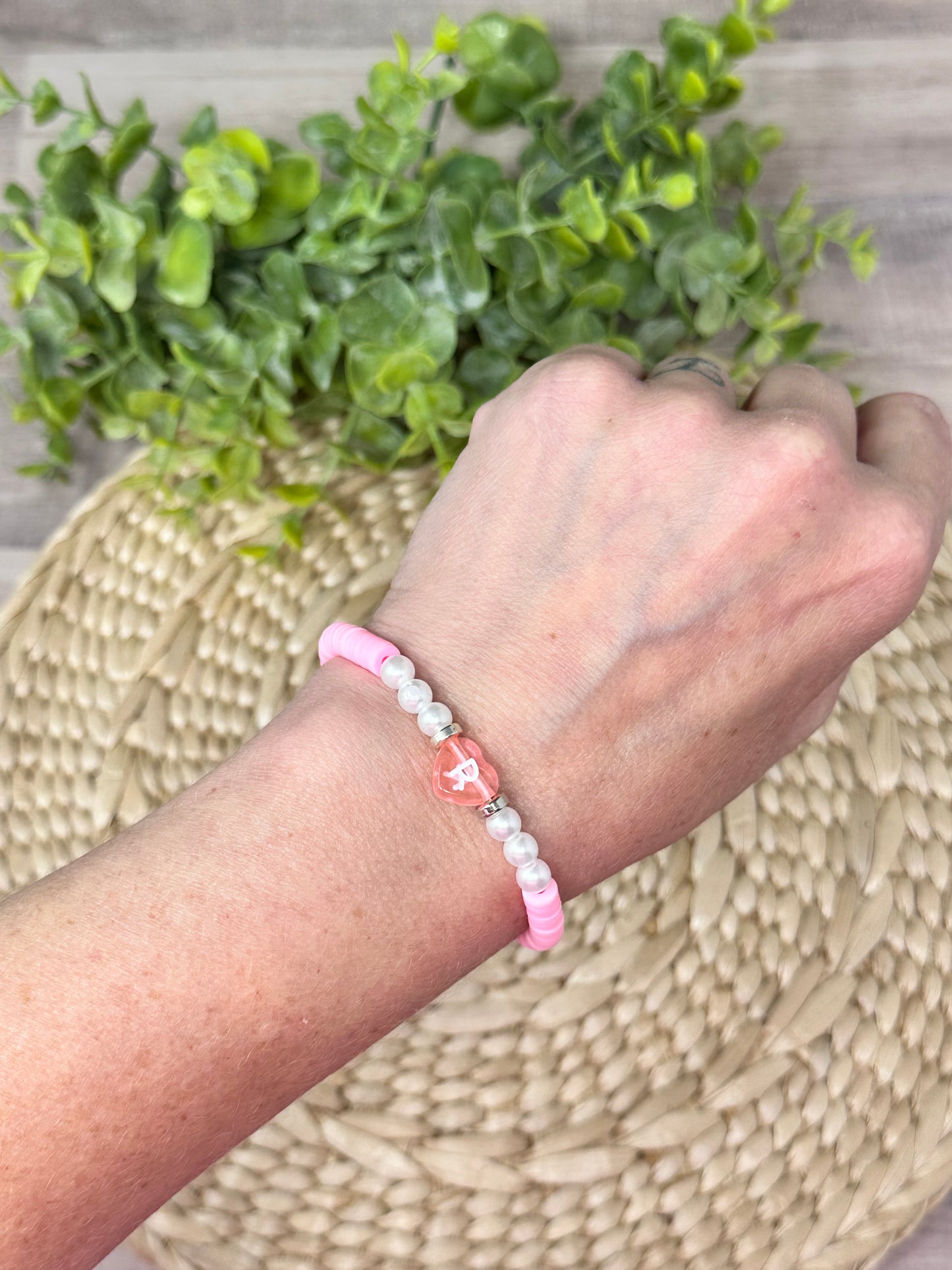 Pink Initial Bracelet