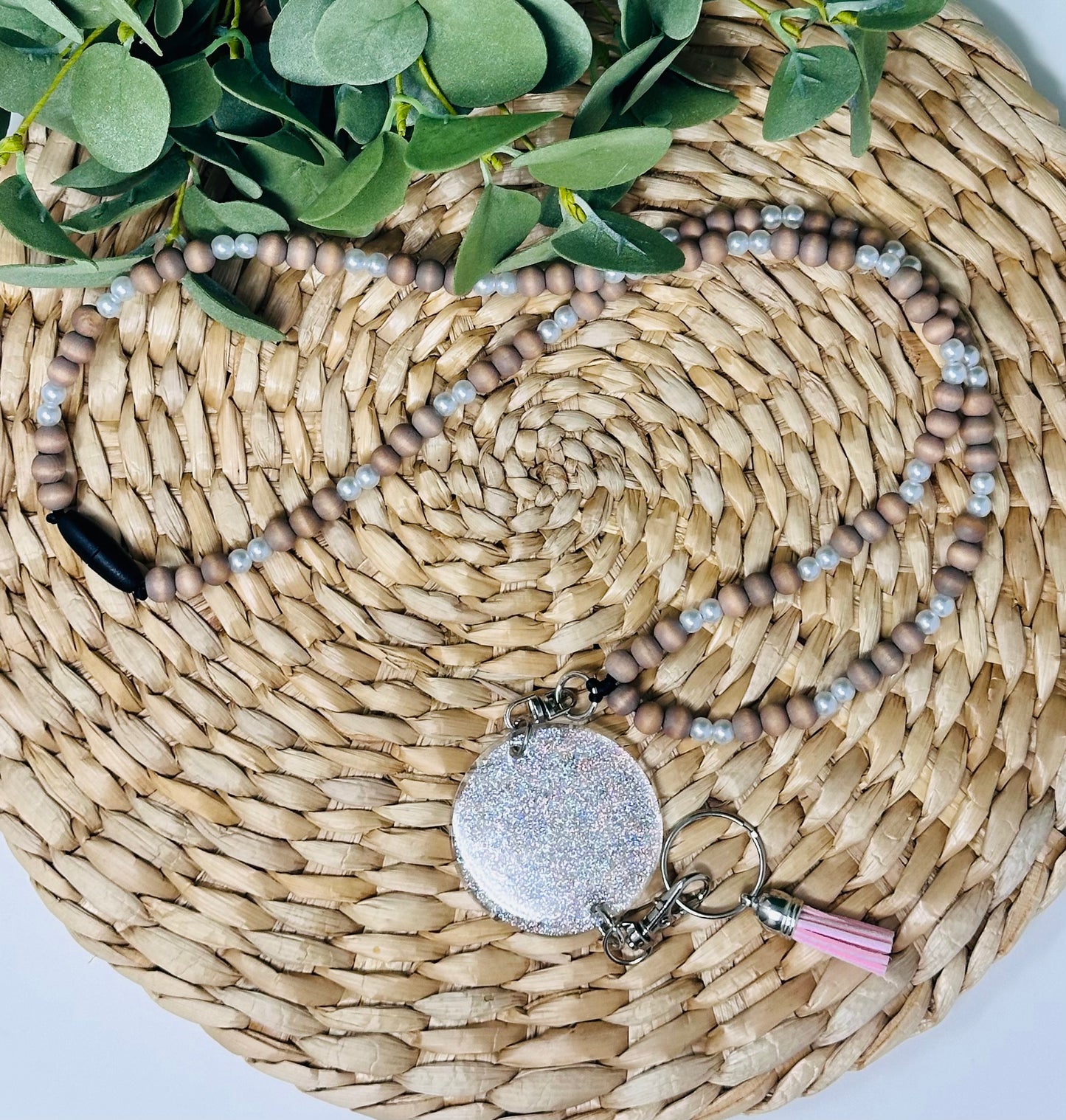 Grey Washed w Pearly Beads