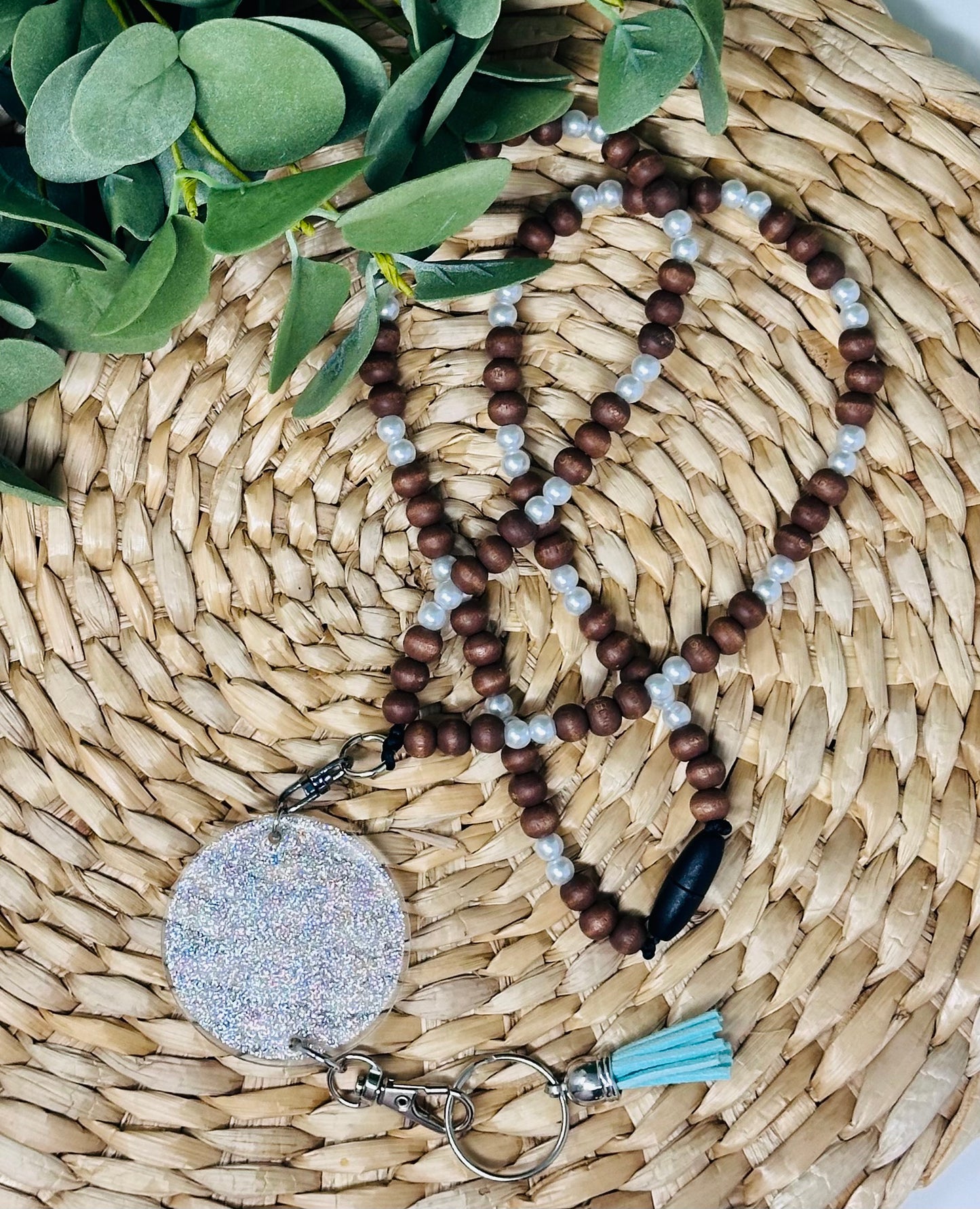 Dark Brown w Pearly Beads