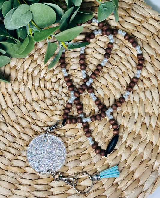 Dark Brown w Pearly Beads