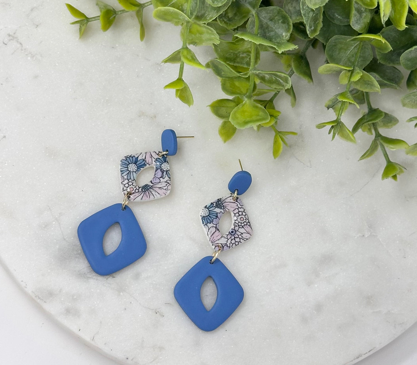 Blue Floral Squares