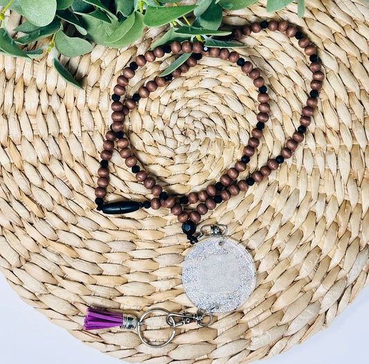 Dark Brown w Black Faceted Beads