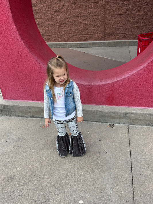 Grey Velvety Bell Bottoms