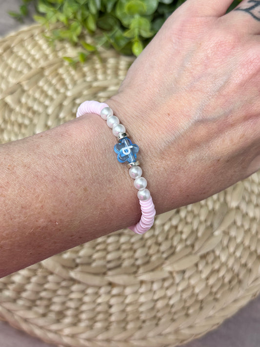 Blue Flower Initial Bracelet