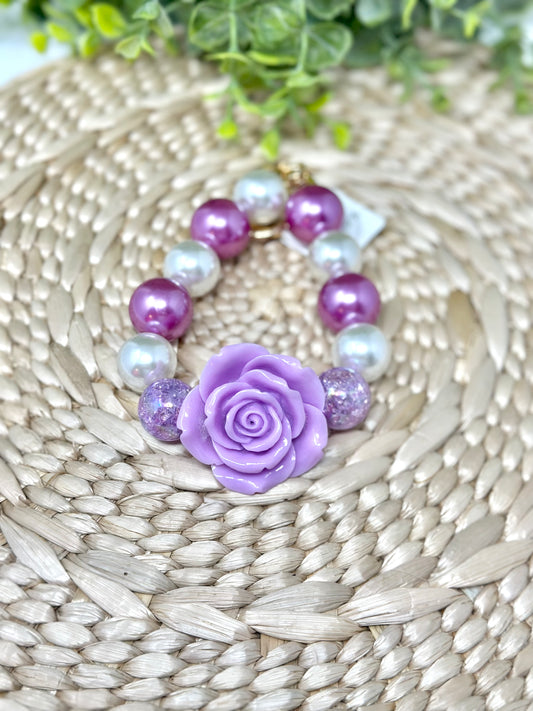 Lavender Rose Bubble Gum Bead Wristlet