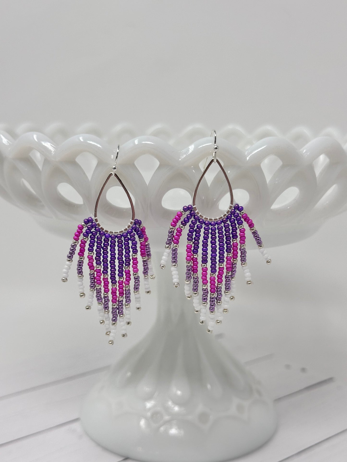 Pink and Purple Beaded Dangles