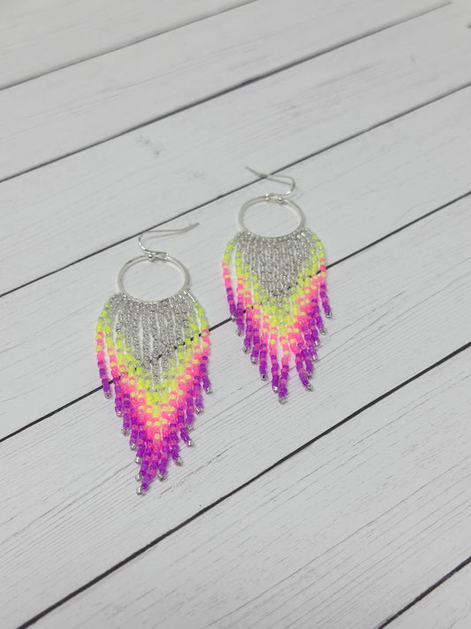 Neon Beaded Earrings