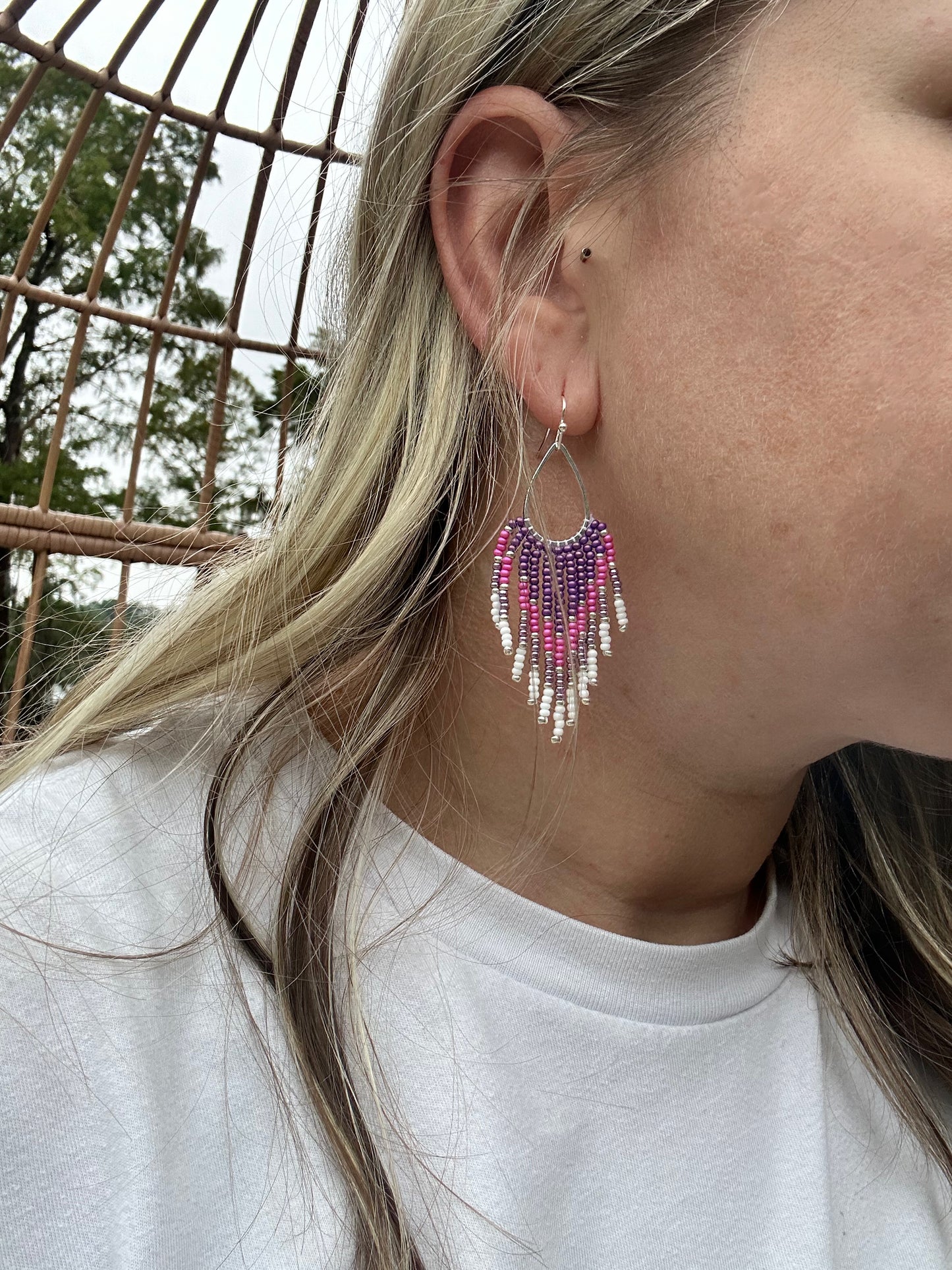 Pink and Purple Beaded Dangles