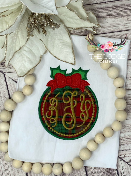 Monogram Ornament with Holly