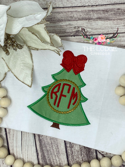 Monogram Christmas Tree Appliqué